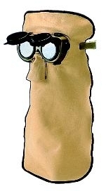 Ledermaske, hochklappbare Brillenmaske 45 cm lang Top-Qualität mit AMIGO Brille